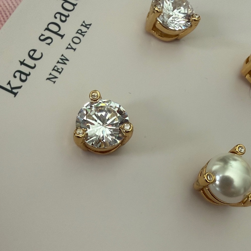 Kate Spade Gold and Pearl Stud Earrings - Picture 7 of 7